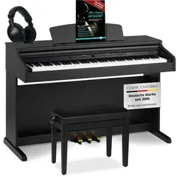 Classic Cantabile DP-50 SM E-Piano Set - Keyboards für Anfänger mit 88 gewichteten Tasten und Hammermechanik, inklusive Pianobank, Kopfhörer und Klavierschule - ideal für den Einstieg ins Klavierspiel.