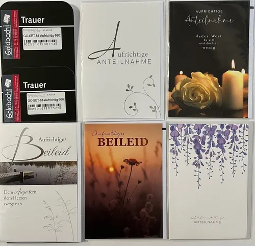 Aufrichtige Anteilnahme - 5 Beileidskarten sortiert - UVP ca. € 12,50 - Format: