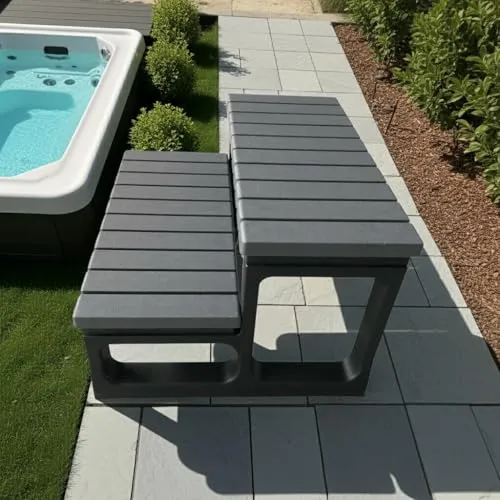 Jet-Line® Pooltreppe für Whirlpool - 2-stufige Einstiegstreppe - Poolleitern mit rutschfester Oberfläche für sicheren Zugang zu Ihrem Spa. Robust und aus UV-geschütztem Polypropylen, ideal für Outdoor-Whirlpools.