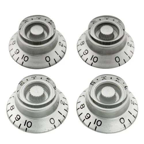 Musiclily Pro 4Pcs Silver Metric 18 Spline Guitar Knobs For Epiphone Les Paul SG