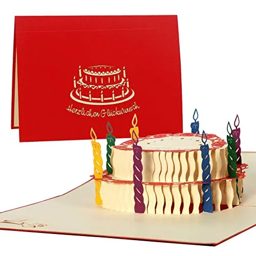 Riesige Karte zum Geburtstag, Herzlichen Glückwunsch, groß, DIN A5, Gutschein, Torte, Glückwunschkarten, Karte zum Geburtstag, Geschenkkarte, G11