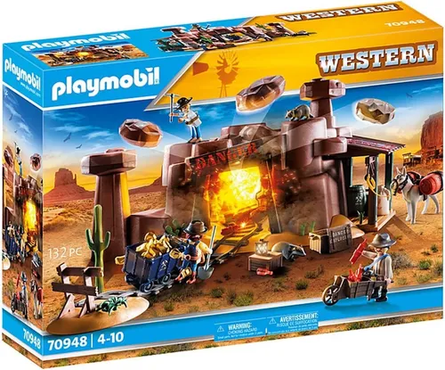 Playmobil® Far-West Western Goldmine Spielset - Spielbausteine mit Goldmine, inklusive Figuren und Zubehör für kreatives Spielen und Abenteuer im Wilden Westen.