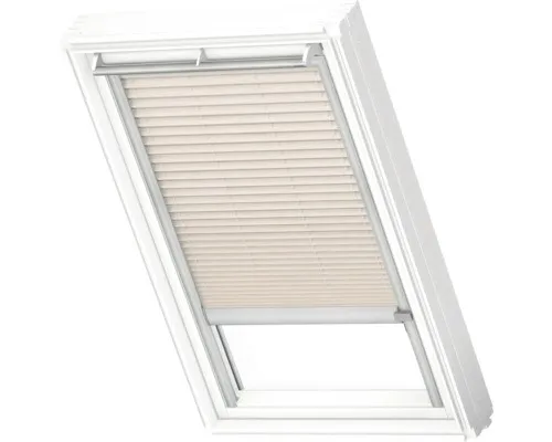 VELUX Plissee Leinen 1275 mit Elektroantrieb und Aluminiumschiene - Halbtransparentes Faltstore für angenehmes Licht und Wohlfühlambiente. Einfache Montage und kinderleichte Bedienung. Flexibel steuerbar per Smartphone oder Wandschalter für mehr Komfort.