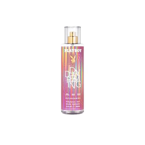 Playboy Daydreaming Body Mist 250ml - Veganes Body Mist mit einem selbstbewussten Duft aus wilden Rosen und roter Litschi, perfekt für dynamische Frauen. Ideal für den täglichen Gebrauch und um positive Vibes zu verbreiten.