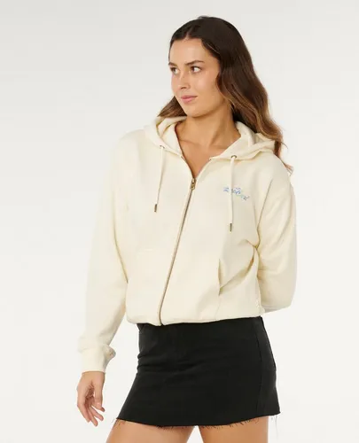 RipCurl LAY DAY Relaxed Zip Through Hoodie XS - Stylischer Surf Revival Frottee Hoodie für Damen, ideal für kühlere Tage. Mit elastischen Bündchen und bequemer Passform aus 80 % Baumwolle, 20 % Polyester.