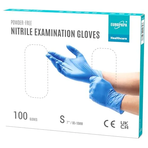 EUROPAPA® 100x Nitrilhandschuhe Einweghandschuhe Einmalhandschuhe Untersuchungshandschuhe Nitril Handschuhe puderfrei ohne Latex unsteril latexfrei disposible gloves (S, Ocean Blau)