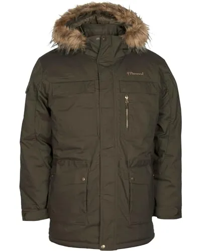 Pinewood 5246 Finnveden Winter Parka Herren D.Olive (128) XL - Outdoor-Hardshelljacken für Herren, wetterfest mit abnehmbarer Kapuze und elastischen Innenbündchen für optimalen Tragekomfort.