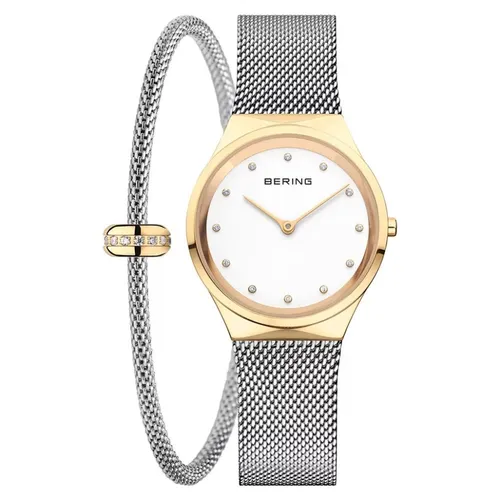 BERING Damen Uhr Quarz - Classic Collection mit Saphirglas - Elegante Armbanduhr mit hochkratzfestem Saphirglas und gold IP-plated Edelstahl. Perfekt für stilbewusste Frauen, die dänisches Design schätzen. Wasserdicht bis 3 ATM.