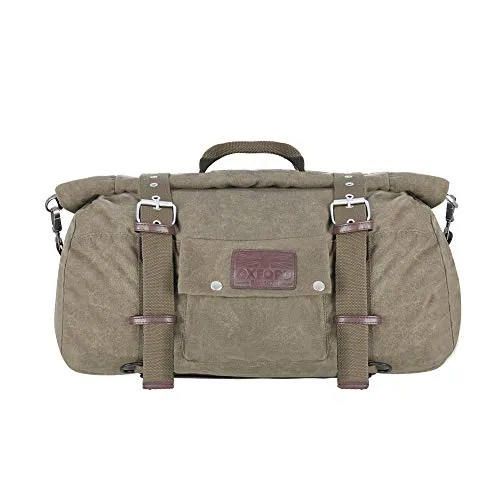 Oxford Heritage Roll Bag 30L - Khaki - Motorradkoffer aus gewachster Baumwolle im Vintage-Stil, wasserabweisend und mit gepolstertem Schultergurt für höchsten Tragekomfort.