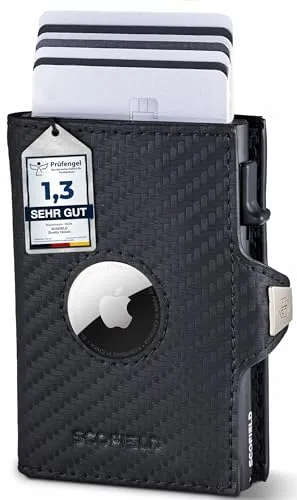 Scofield Mini Geldbörse Duality Air - Carbon Matte Black - Moderne Mini-Geldbörse in Carbon - Matte Black, mit 8 Kartenfächern und Reißverschluss-Münzfach für optimale Organisation.