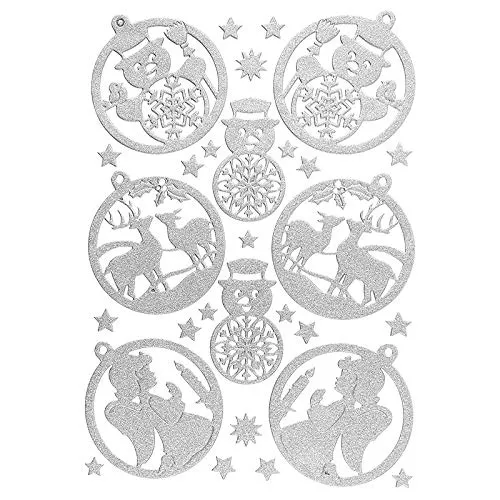 Ideen mit Herz 3-D Sticker Deluxe | Winter & Weihnachten | Erhabene Aufkleber | ideal für Weihnachts-Deko & Weihnachtskarten basteln | Bogengröße: 21 x 30 cm (Anhänger | silber)
