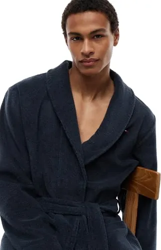 Tommy Hilfiger Bathrobe Bademäntel Herren - Blau (Navy Blazer), M, ikonischer Komfort aus 100% Baumwolle für ein entspanntes Zuhause oder die Sauna