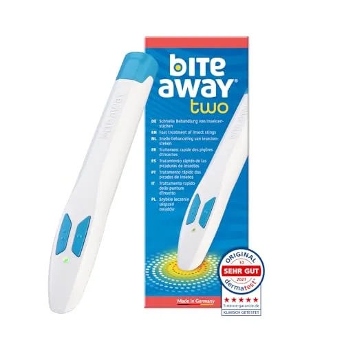bite away two - der originale elektronische Stichheiler - Medikamente bei Juckreiz & Ausschlag, bietet schnelle Linderung von Mückenstichen mit klinisch nachgewiesener Wirksamkeit und ist chemiefrei – ideal für Outdoor-Aktivitäten und auch für Kinder ab 3 Jahren.