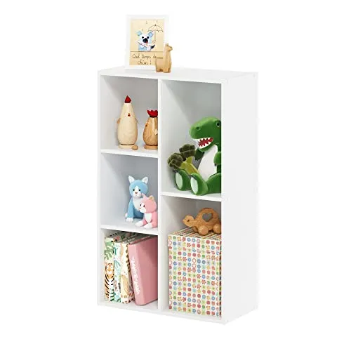 Furinno Luder Regal ohne Werkzeug, 5 Würfel, Weiß