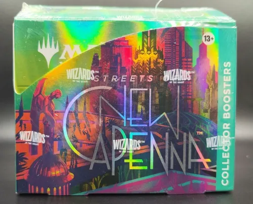 Magic the Gathering Streets of New Capenna Collector Booster Display - Sammelkarten Set mit 12 Booster Packs, ideal für Sammler und Spieler, enthält 180 exklusive Karten aus der Serie 'Straßen von Neu Capenna'.