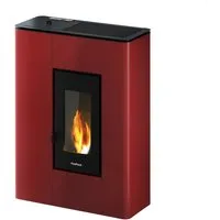 Freepoint Pelletofen Atri Metall Bordeaux 4,9 kW - Kaminöfen für umweltfreundliches Heizen, 4,9 kW Heizleistung, modernes Design, raumluftunabhängig und mit automatischer Verbrennungskontrolle für optimale Effizienz.