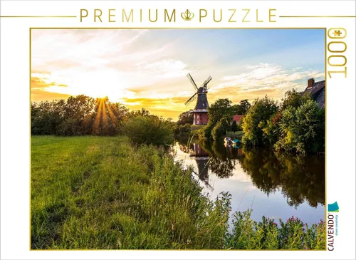 CALVENDO Puzzle Greetsieler Grüne Mühle im Sonnenuntergang | 1000 Teile - Klassisches Puzzle mit 1000 Teilen, bietet ein malerisches Motiv der grünen Mühle im Sonnenuntergang – ideal für entspannte Stunden und kreative Freizeitgestaltung.