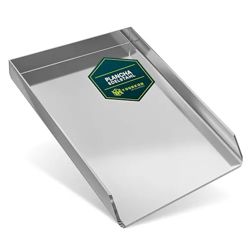 Yourkon Plancha 26 x 42,8 x 3,5 cm 4mm Stark Grillplatte aus rostfreier Edelstahl V2A für Webergrill