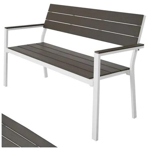 tectake Gartenbank Line 2-Sitzer, Aluminiumrahmen, hellgrau-weiß - Moderne 2-Sitzer Gartenbank aus pflegeleichtem, wetterfestem Aluminium. Ideal für entspannte Stunden im Garten oder auf der Terrasse.