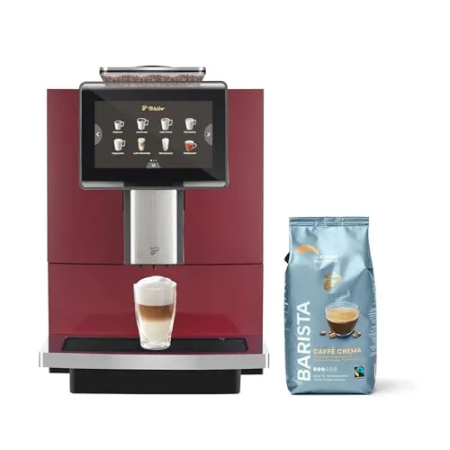 TCHIBO Office Kaffeevollautomat Rot - Kaffeevollautomat für Büros, zubereitet mühelos 30 Tassen täglich und bietet eine Vielzahl von Kaffeespezialitäten. Integriertes Milchsystem für cremige Getränke und benutzerfreundliches 7-Zoll-Touchdisplay.