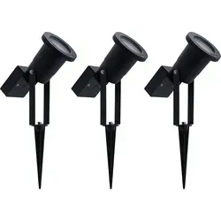 4-er pack Ledvion - LED Solar Piercing Spot, Schwarz, IP44, Aluminium, 0.29W, 3000K, LED-Strahler, LED-Gartenstrahler für den Außenbereich - Schwarz