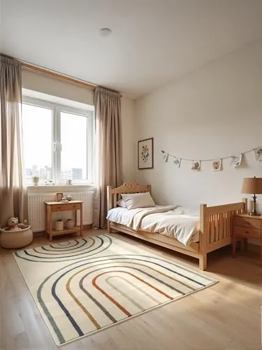HANSE Home Kinderteppich Double Rainbow - Rechteckiger Spielteppich für das Kinderzimmer, 160 cm x 235 cm, mit robustem Kurzflor und fröhlichem Regenbogen-Motiv – ideal für kreative Spielstunden.
