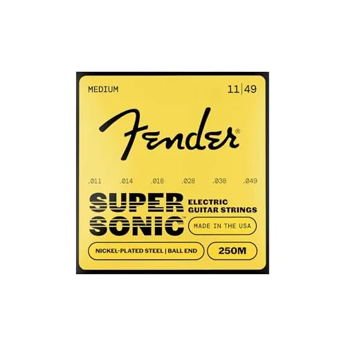 Fender Super 250 Guitar Strings for Electric Guitar, Nickel Plated Steel, Ball End, 250M Gauges .011-.049, (6)