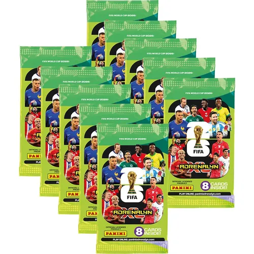 Panini Adrenalyn XL World Cup WM 2026 FIFA - 10 Booster - Sammelspaß mit 10 Booster-Packs der Adrenalyn XL Serie zur WM 2026. Perfekt für Fans und Sammler, um die neuesten Spieler und Teams zu entdecken!