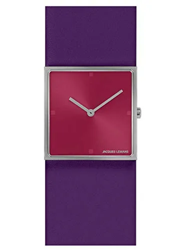Jacques Lemans Damen-Armbanduhr 1-2057Q - Elegante Damenuhr von Jacques Lemans mit pinkem Zifferblatt und hochwertigem lila Lederarmband. Robustes Edelstahlgehäuse und wasserdicht bis 5 ATM, ideal für stilbewusste Frauen.