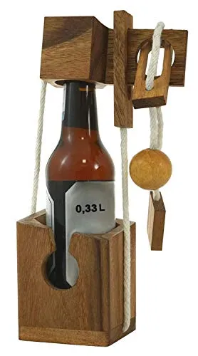Logoplay Mini Flaschen-Tresor – Kniffliges Schnurpuzzle aus Holz - Herausforderndes Schnurpuzzle für kleine Flaschen bis 25 cm Höhe. Edles, handgefertigtes Samena-Holz und höhenverstellbarer Verschluss machen Geschenke zum Erlebnis!