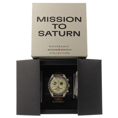 Omega x Swatch Mission to Saturn - Neu & OVP - Armbanduhr für Unisex Erwachsene mit 12-Stunden-Zifferblatt, Schweizer Uhrwerk und spritzwasserfestem Design. Perfekt für jeden Anlass!