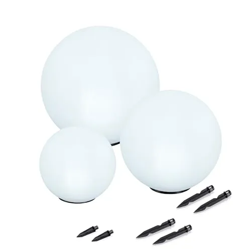 esotec Solar Leuchtkugel 3er SET - Multicolor Gartenbeleuchtung - Lampen für den Garten mit IR-Fernbedienung, 10 Lichtfarben und superhellen LEDs. Ideal für stimmungsvolle Akzente im Freien, auch an trüben Tagen.