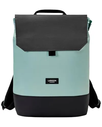 LARKSON Rucksack Damen Mint Grau - Nina - Stylischer Tagesrucksack mit 16 Zoll Laptopfach - Praktischer Rucksack für Uni, Arbeit und Reisen: Das gepolsterte Laptopfach schützt dein Notebook, während ergonomische Schulterträger und ein wasserabweisendes Material für Komfort und Schutz sorgen. Ideal für den Alltag!