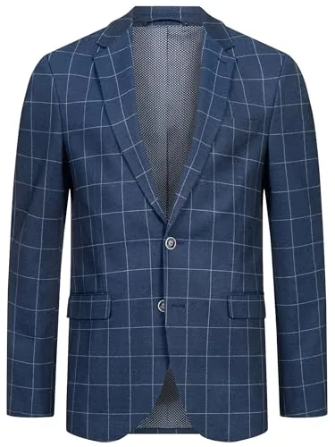JEFF Herren JFTate Sakko mit Stretch | Elegante Anzugjacke im Karomuster, Größe 52 - Hochwertiges Sakko mit Stretchanteil für besten Komfort und Bewegungsfreiheit. Das moderne Karomuster sorgt für einen stilvollen Look, ideal für jede Gelegenheit. Qualität, die überzeugt!