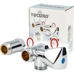tecuro Batterie-Geräteventil für Wandarmaturen - Sanitärinstallation - Ideales Anschlussventil für Kaltwasser mit Rückflussverhinderer und einfache Montage durch Überwurfmuttern, perfekt für Wasch- und Spülmaschinen.
