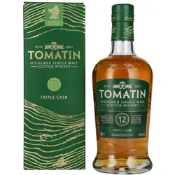 Tomatin 12 Jahre Highland Single Malt Scotch Whisky - Whisky, der Klassiker von Tomatin, nachgereift in Sherryfässern für ein besonders reiches Aroma und ausgewogene Geschmackserlebnisse.