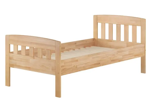 ERST-HOLZ Massivholz Seniorenbett 100x200 cm aus Buche - Robustes Einzelbett aus massivem Buchenholz, zeitlos und pflegeleicht, ideal für Senioren und Gäste. Lieferbar mit verschiedenen Zubehöroptionen für optimalen Schlafkomfort.