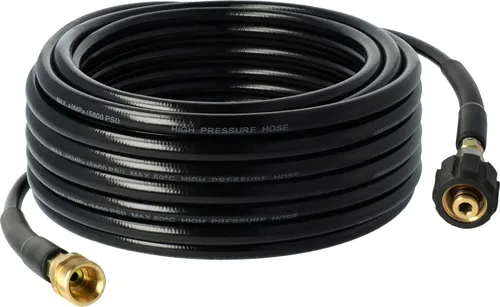 vhbw 20 m Verlängerungsschlauch kompatibel mit Kärcher K4, K 330 M, K 300M-PL-HORNBACH Hochdruckreiniger mit M22 x 1,5 Gewindeanschluss Schwarz