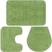 vidaXL Badematte 3-TLG. Grün – Luxuriöses Badezimmer Set - Badematten & Badteppiche, 100% Baumwolle, antistatisch, saugfähig und pflegeleicht. Rutschfeste Unterseite für Sicherheit und Komfort beim Heraussteigen aus der Badewanne.