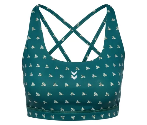 hummel Sport-BH Hiit Aop Impact Strap Bra - Stylischer Damen Sport-BH von Hummel mit verstellbaren Trägern für individuellen Halt. Atmungsaktives Material und nahtlose Verarbeitung sorgen für hohen Tragekomfort beim Sport. Ideal für Yoga, Laufen und Fitness.