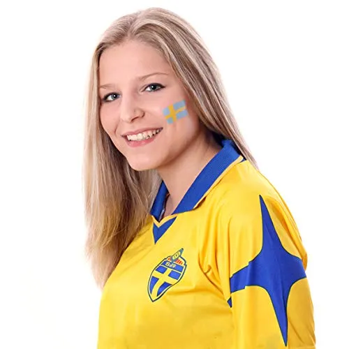 Schweden Tattoo Fan Fahnen Set EM 2021- Sweden temporary tattoo Flag (10) 10 x