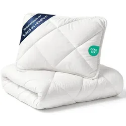Baby Bettdecke und Kissen Set 100x135 cm - Oeko-Tex zertifiziert - Bettdecken für Kinderbetten, kuscheliger Schlafkomfort mit atmungsaktiver Füllung, ideal für ganzjährigen Einsatz und pflegeleicht bei 60 °C waschbar.