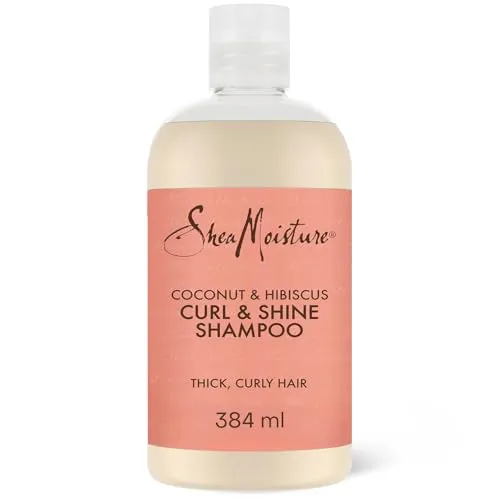 Shea Moisture Coconut & Hibiscus Curl and Shine Shampoo 384 ml - Sulfatfreies Shampoo für lockiges Haar, mit Bio-Sheabutter für glänzende, federnde Locken und sanfte Reinigung.
