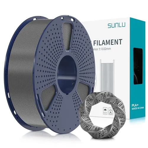 SUNLU PLA+ Filament 1.75mm, PLA Plus 3D Drucker Filament, Stärker belastbar, Neatly Wound, 1KG 3D Druck PLA+ Filament, Maßgenauigkeit +/- 0.02mm, Grau