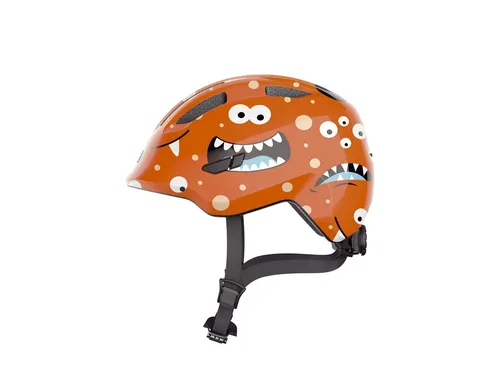 Abus Smiley 3.0 orange monster S (45-50 cm) - Fahrradhelm für Kinder mit optimalem Rundumschutz, ideal für kleine Radfahrer. Höhenverstellbares Verstellsystem für perfekten Sitz und Pferdeschwanzkompatibilität.