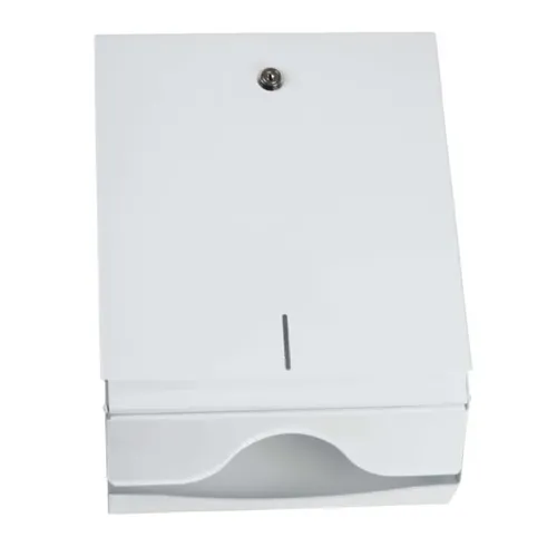 Handtuchspender Metall, weiß für 500 Blatt Falthandtücher - Praktischer Handtuchspender aus Metall, abschließbar und mit Füllstandsanzeige. Ideal für öffentliche Toiletten und Küchen, passend für 500 Blatt Falthandtücher.