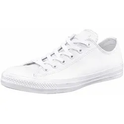 Sneaker CONVERSE "Chuck Taylor Basic Leather Ox Monochrome" - Sportliche Leder-Sneaker in Weiß, ideal für Skater und Freizeit. Mit gummierter Zehenschutzkappe und strapazierfähiger Gummisohle für optimalen Komfort.
