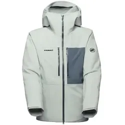 Mammut Stoney Hardshell Thermo Hooded Jacket Men - Silver Sage-Strata (1303) L - Funktionsjacke für Herren, ideal zum Skifahren und Freeski, mit nachhaltiger Isolierung aus recyceltem Material und hervorragendem Wetter- und Windschutz.