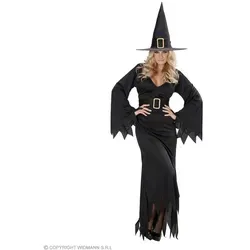 Widmann S.r.l. Hexen-Kostüm 'Black Witch' für Damen - Kostüm für Erwachsene, elegantes schwarzes Kleid aus 100% Polyester, perfekt für Halloween oder Karneval und sorgt für einen unvergesslichen Auftritt.