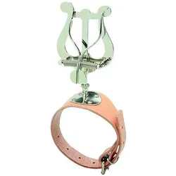 RMB Riedl Marschgabel Querflöte mit Lederband und kleiner Lyra - Instrumentenzubehör für Musiker, perfekt für den Einsatz bei Paraden und Auftritten dank des strapazierfähigen Lederbands und der praktischen Lyra.